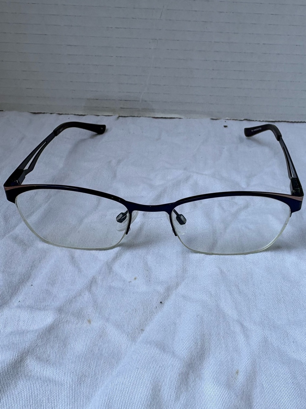 ALFRED SUNG Men's Semi-Rimless Glasses - Navy Frame